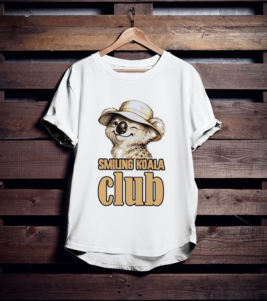Smiling Koala Club Animal Wildlife Winking Koala Wearing Hat T-Shirt