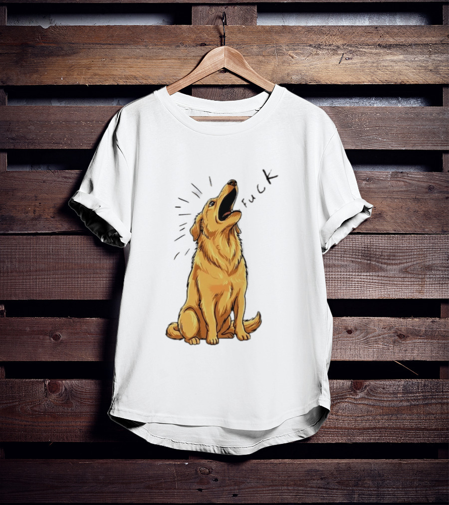 Howling Dog Saying Fuck Yellow Labrador Retriever Expression T-Shirt