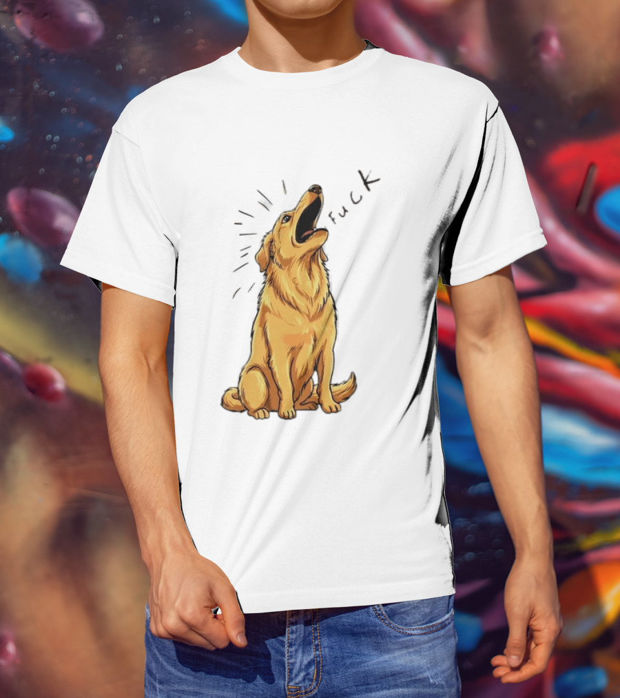 Howling Dog Saying Fuck Yellow Labrador Retriever Expression T-Shirt