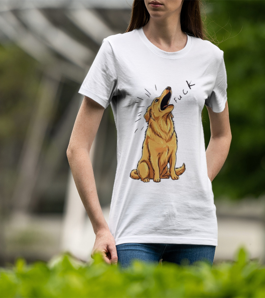 Howling Dog Saying Fuck Yellow Labrador Retriever Expression T-Shirt