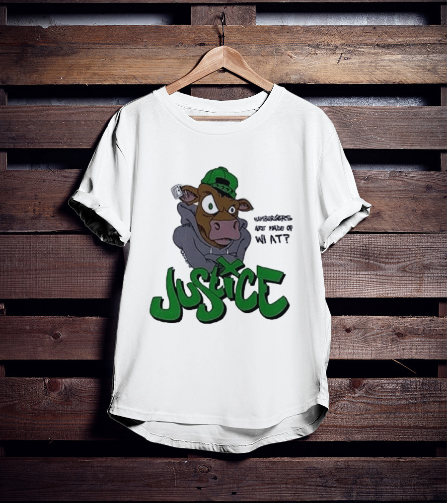 Justice Hamburgers Are Made Of What Go Vegetarian Cow T-Shirt