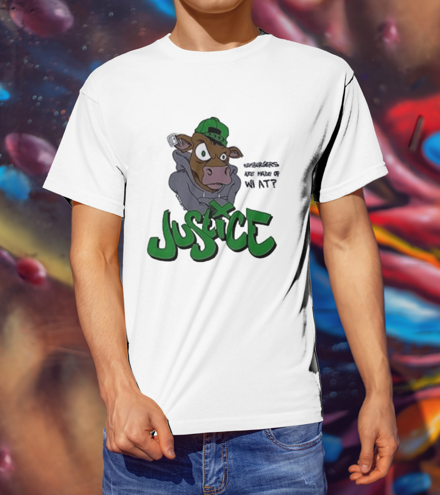 Justice Hamburgers Are Made Of What Go Vegetarian Cow T-Shirt