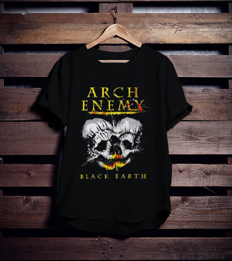 Arch Enemy Black Earth Skull Fire Gothic Heavy Metal Music T-Shirt
