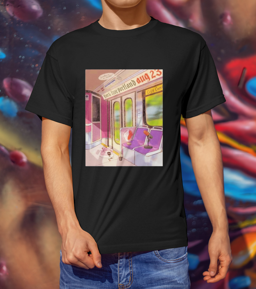 Fear& Live Portland Aug 23 Subway Scene With City Center Graffiti And Microphone T-Shirt