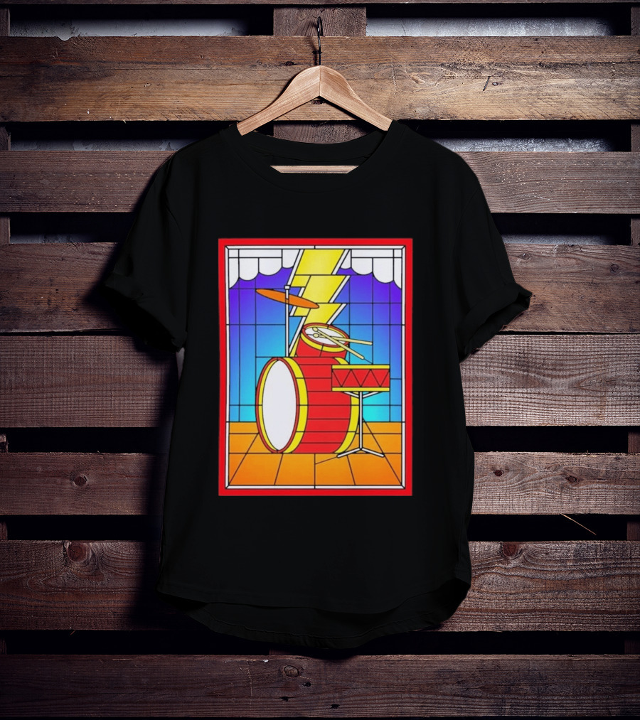 Stained Glass Drum Kit With Lightning Bolt T-Shirt