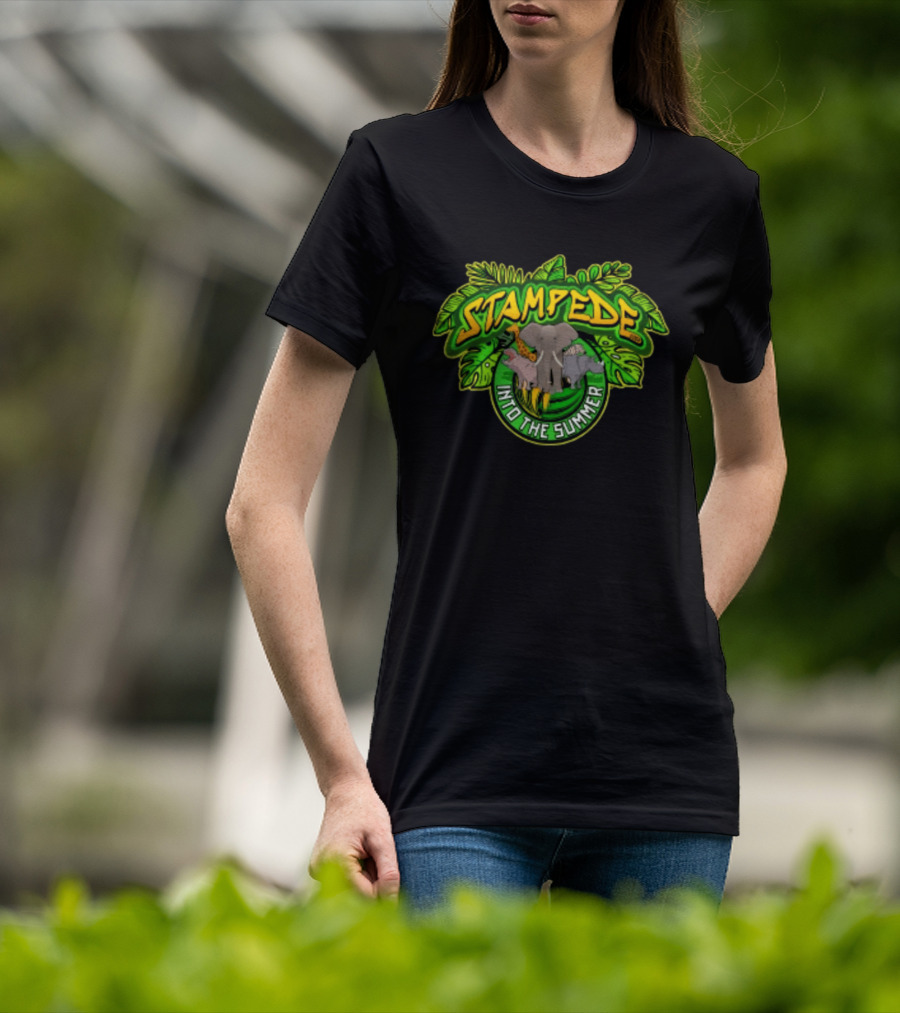 Stampede Into The Summer Elephant Giraffe Hippo Tropical 2026 T-Shirt