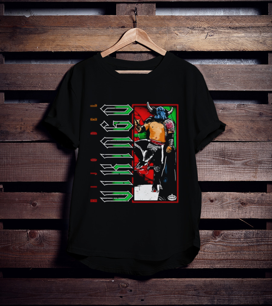 Hijo Del Vikingo Lucha Libre Wrestler Demon Mask Green Red White T-Shirt