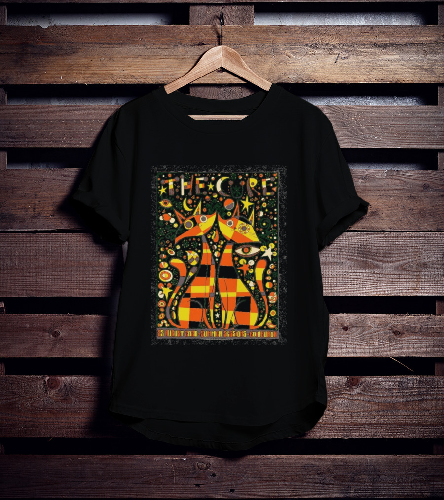 The Cure 23 August 2026 Summer Sessions Edinburgh Psychedelic Cat T-Shirt