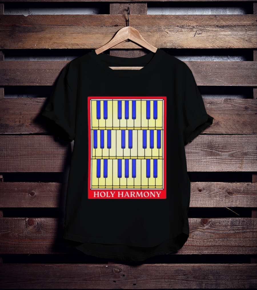 Holy Harmony Stained Glass Piano Keyboard Classical Music T-Shirt