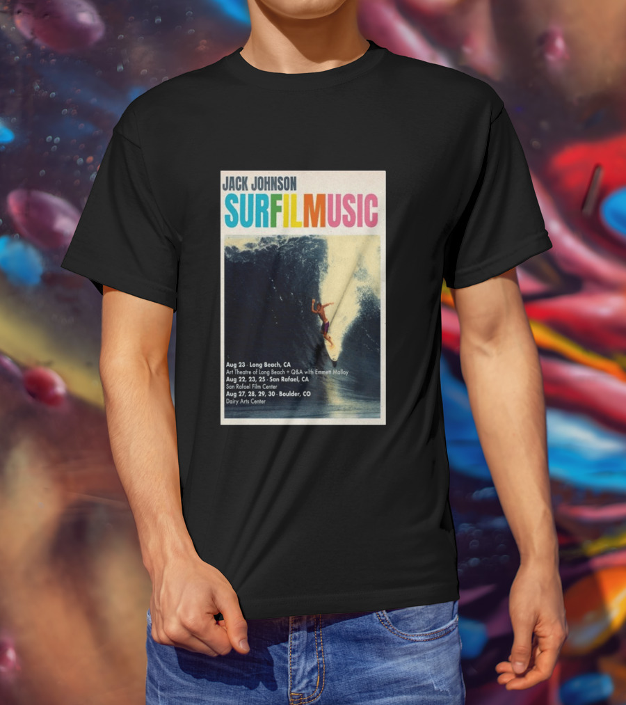 Jack Johnson Surf Film Music Tour Long Beach San Rafael Boulder August 2026 Events T-Shirt