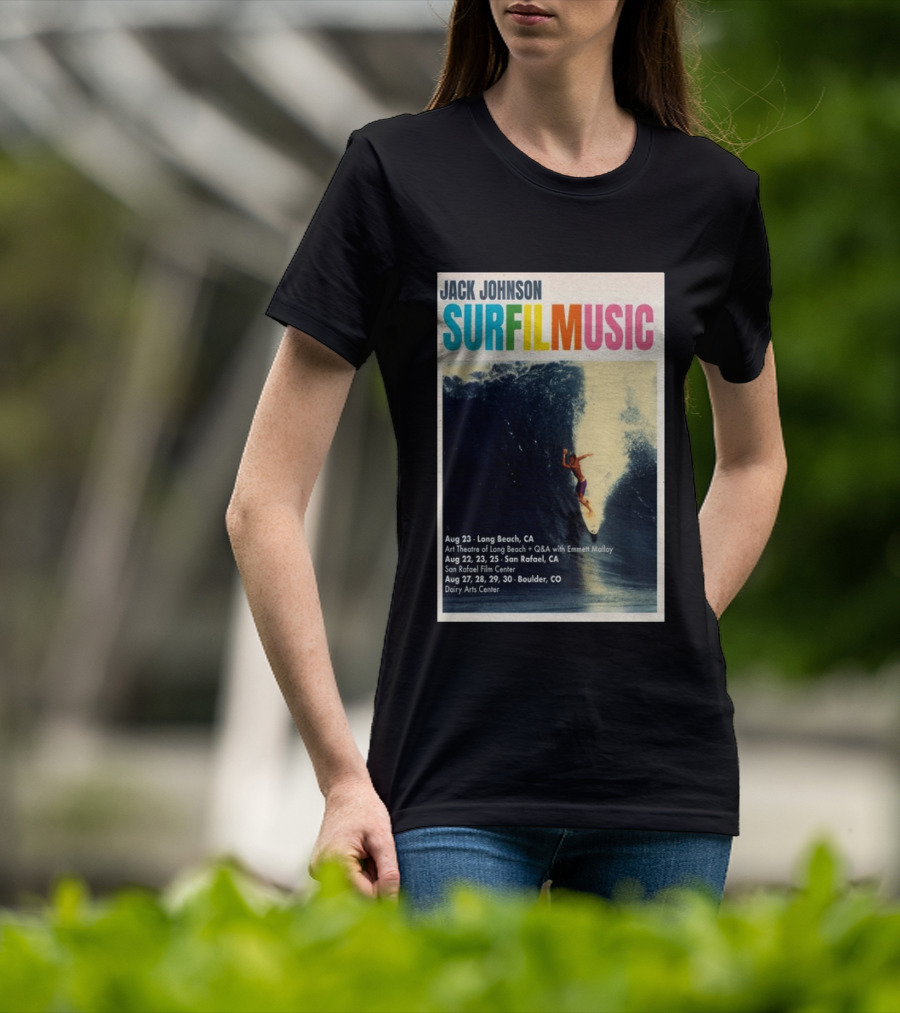 Jack Johnson Surf Film Music Tour Long Beach San Rafael Boulder August 2026 Events T-Shirt