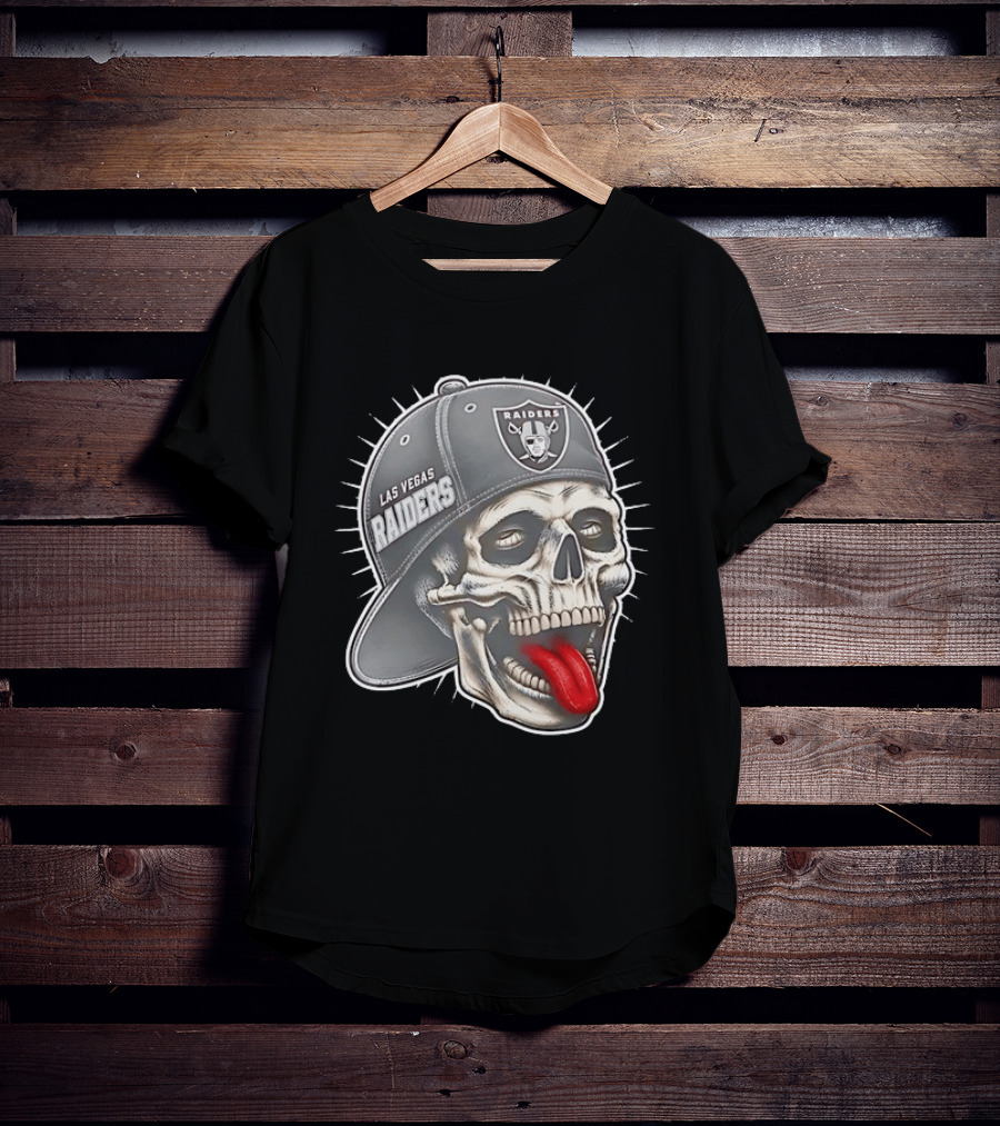 Las Vegas Raiders Skull Tongue Out Cap Raider Nation Football T-Shirt
