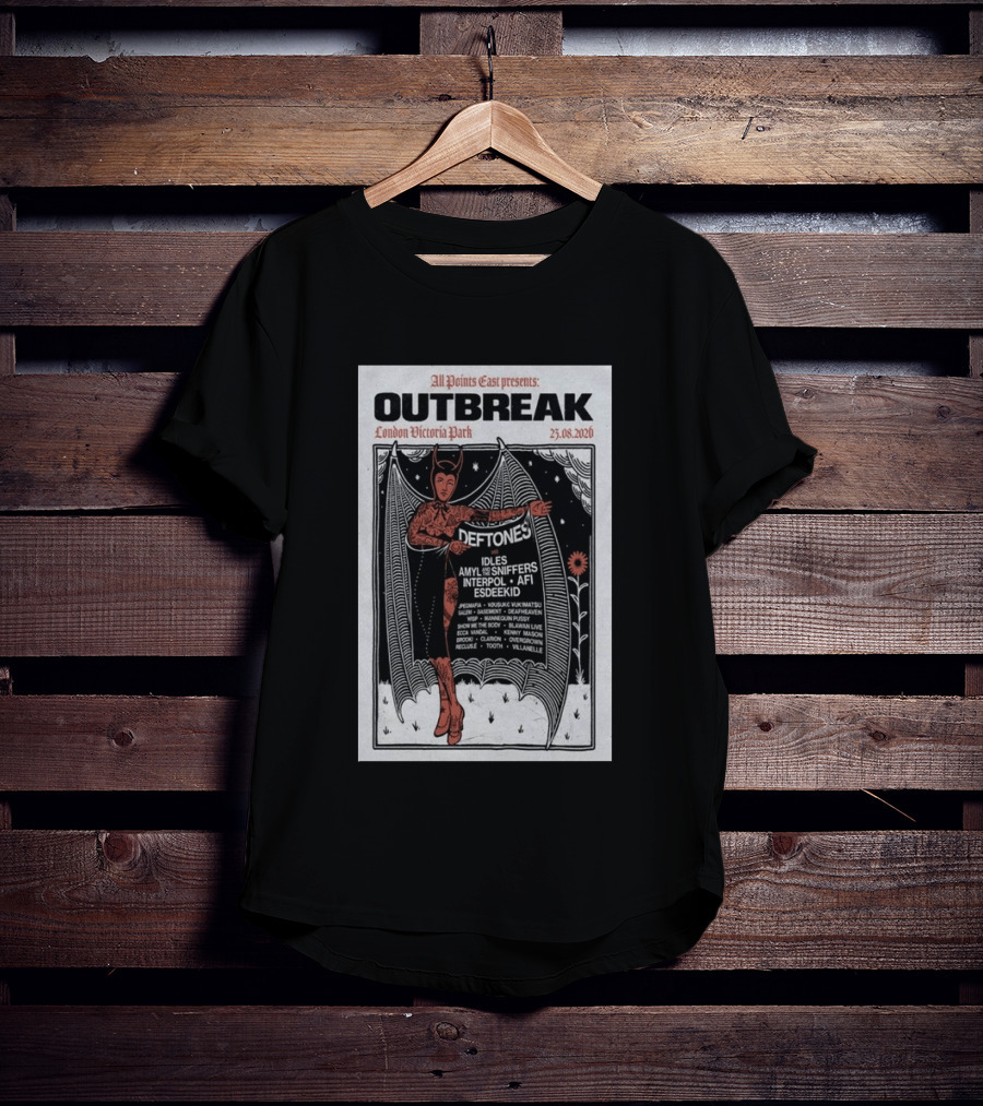 All Points East Presents Outbreak London Victoria Park 25.08.2026 Deftones Idles Amy Sniffers Interpol AFI Esdeekid T-Shirt