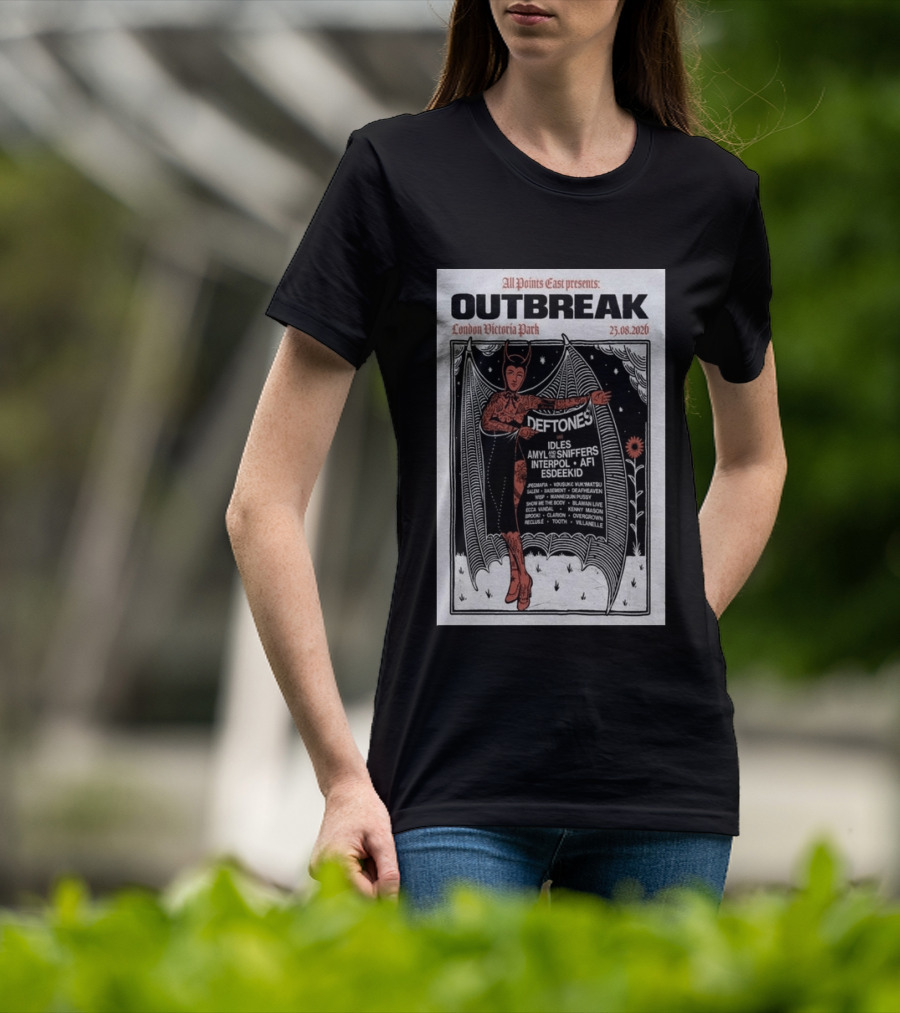 All Points East Presents Outbreak London Victoria Park 25.08.2026 Deftones Idles Amy Sniffers Interpol AFI Esdeekid T-Shirt