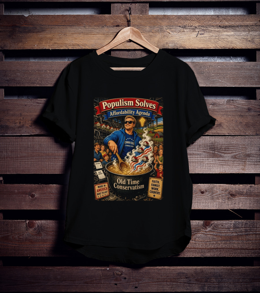 Populism Solves Affordability Agenda Common Sense Good Old Time Conservatism Faith Family Work Country T-Shirt