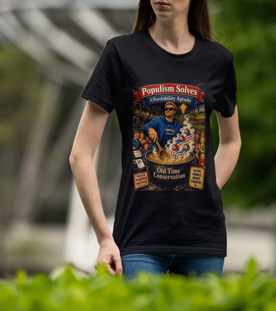 Populism Solves Affordability Agenda Common Sense Good Old Time Conservatism Faith Family Work Country T-Shirt