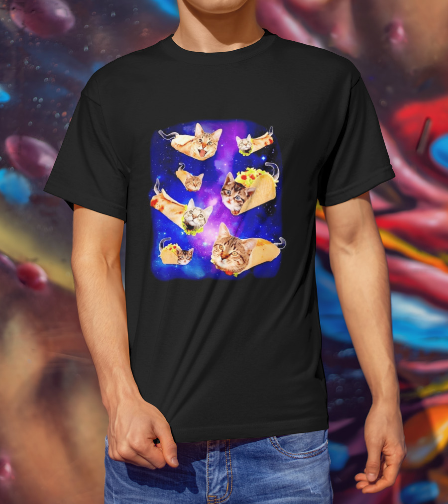 Cats In Space With Tacos And Burritos Taco Cat Cosmic Adventure T-Shirt