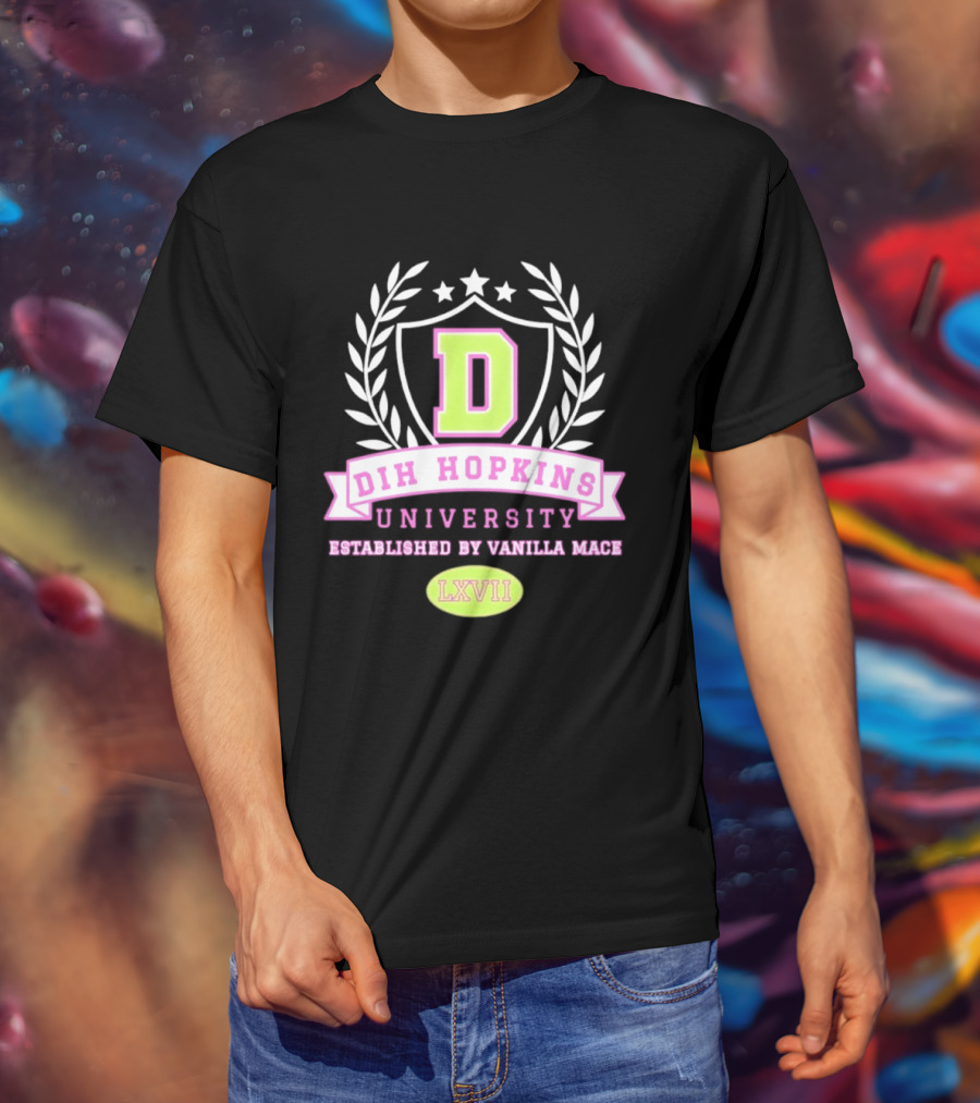 Dih Hopkins University Established By Vanilla Mace LXVII Crest T-Shirt