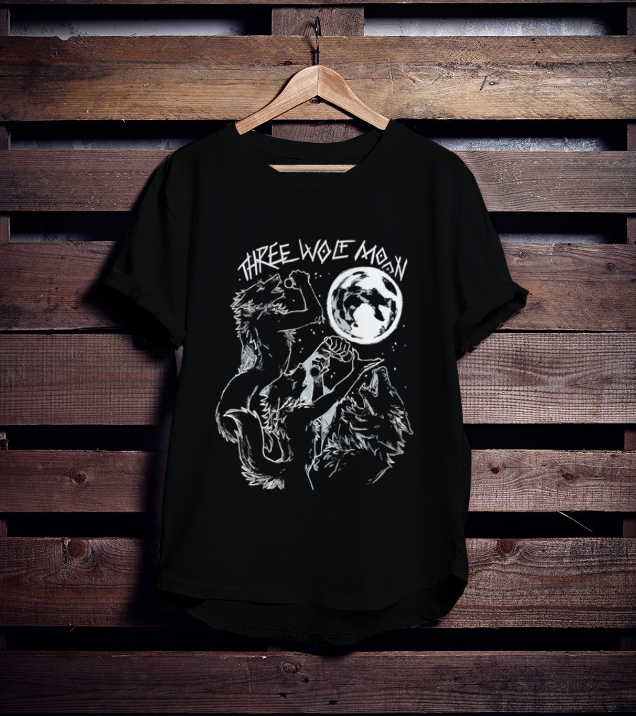 Three Wolf Moon Singing Wolves Howling Meme Moon Phases T-Shirt