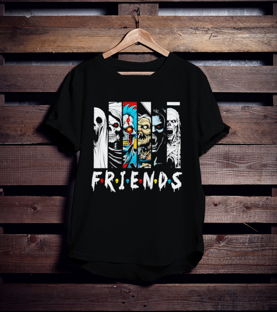 Friends Horror Movie Characters Halloween Scary Mask T-Shirt