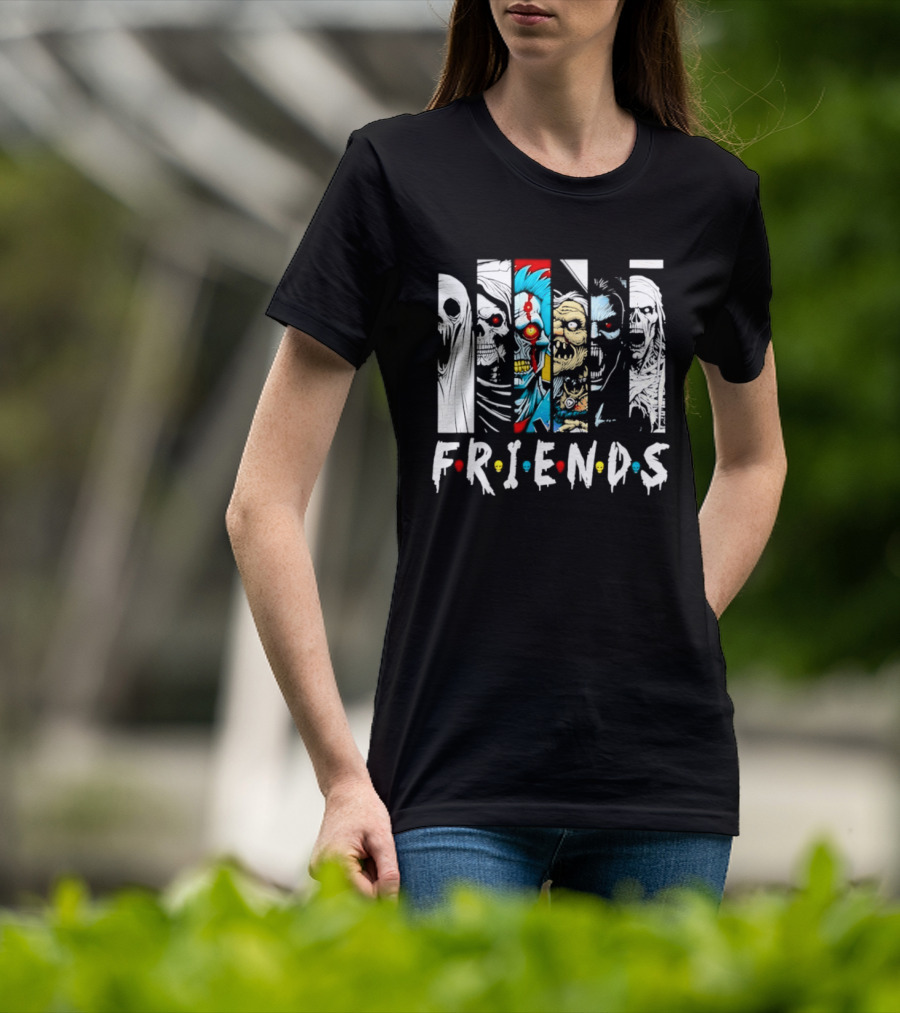 Friends Horror Movie Characters Halloween Scary Mask T-Shirt
