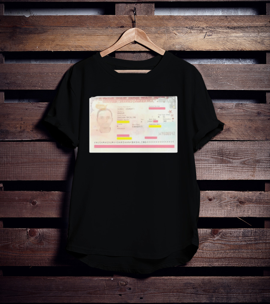 United States Of America Visa Darshan Basaling Magdum Mumbai Passport T-Shirt