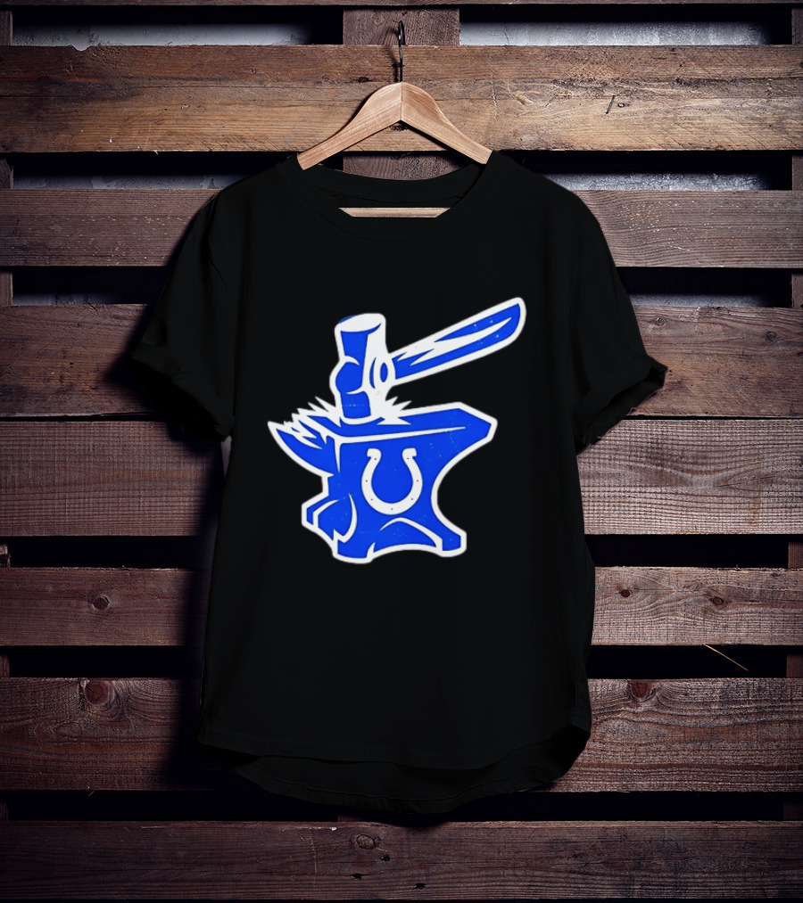 Indianapolis Colts Anvil Hammer Icon With Team Horseshoe T-Shirt