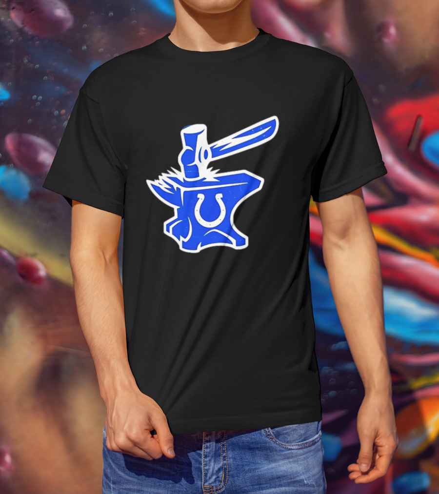 Indianapolis Colts Anvil Hammer Icon With Team Horseshoe T-Shirt