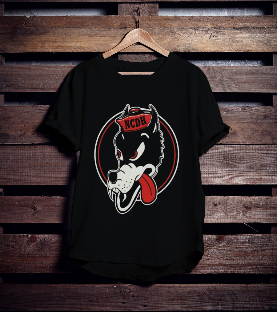 NCDH Wolf Cartoon Red Circle T-Shirt