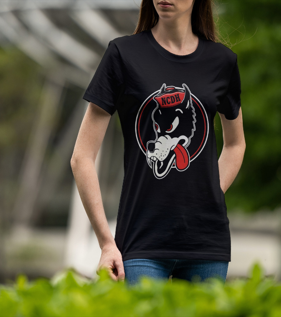 NCDH Wolf Cartoon Red Circle T-Shirt