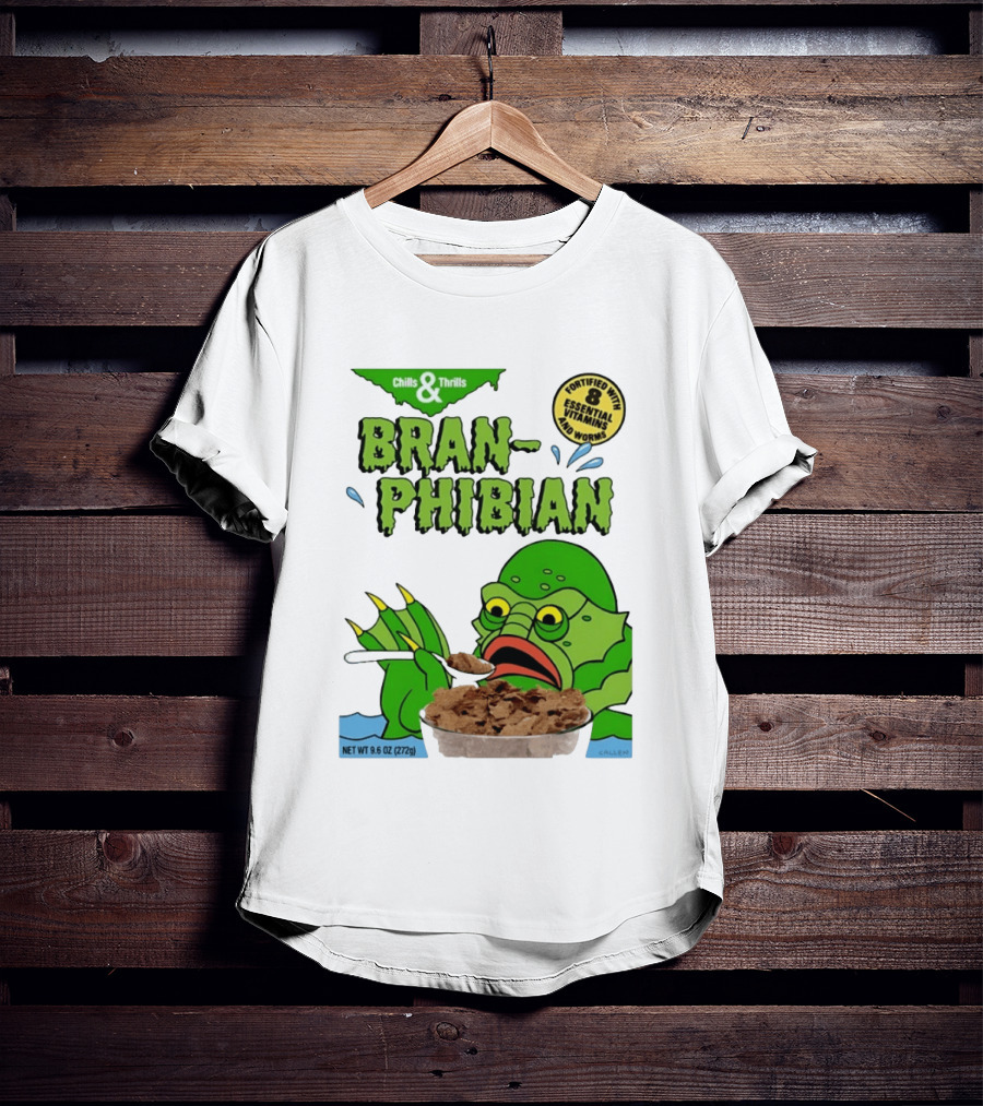 Bran Phibian Chills And Thrills Cereal Box Fortified With 8 Essential Vitamins And Worms T-Shirt