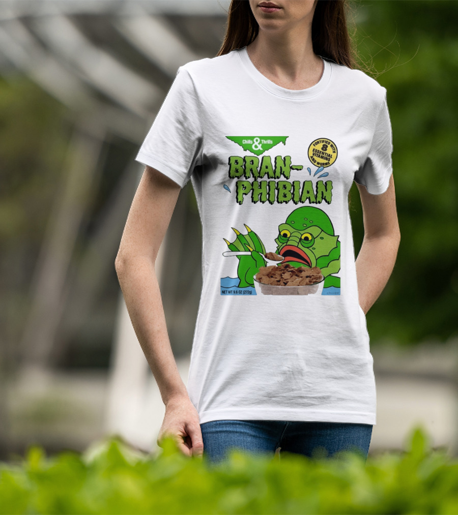 Bran Phibian Chills And Thrills Cereal Box Fortified With 8 Essential Vitamins And Worms T-Shirt