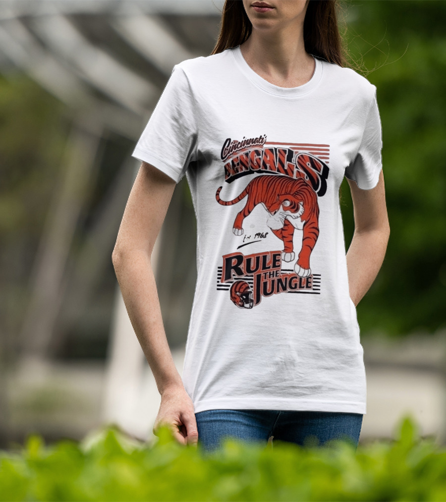 Cincinnati Bengals Rule The Jungle Tiger Graphic NFL Fan T-Shirt