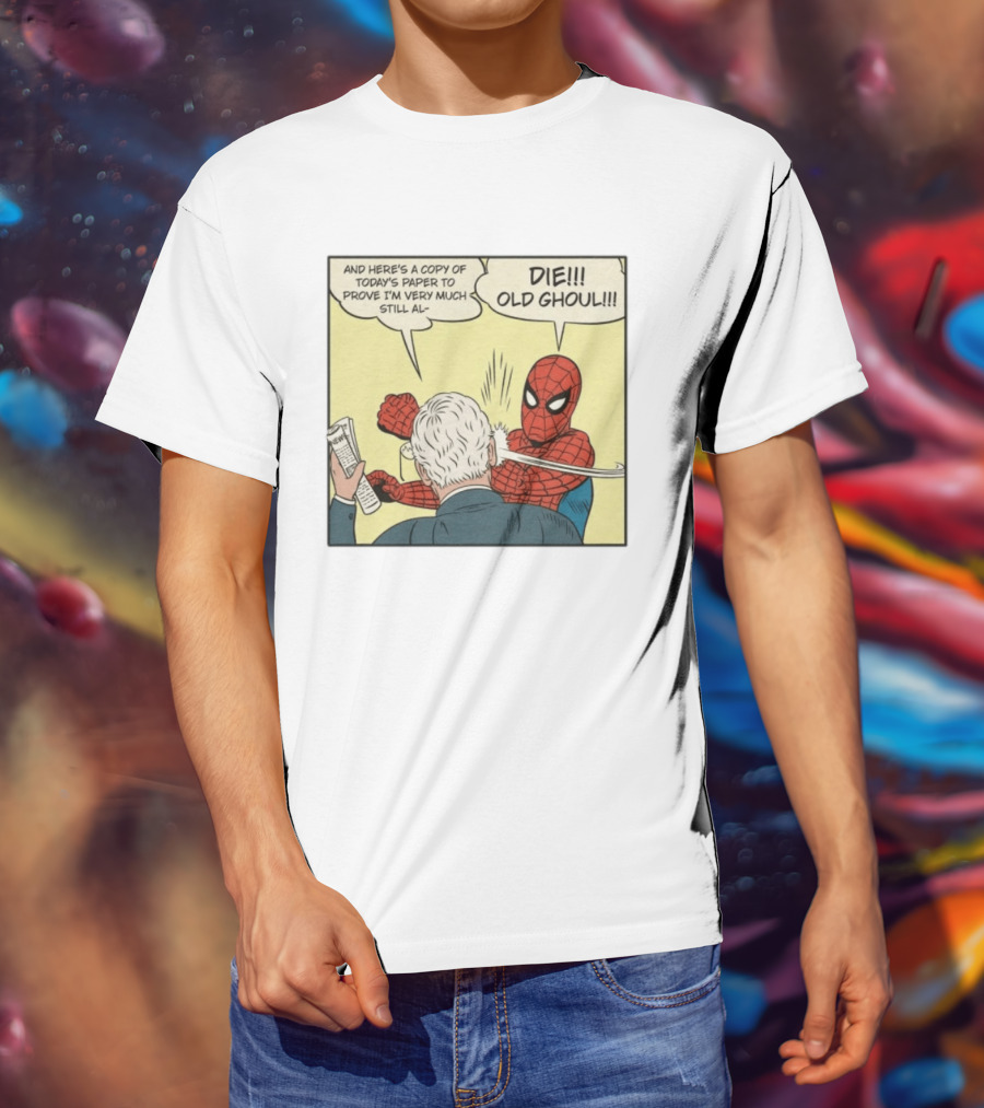 Spider Man Punching Mitch McConnell Die Old Ghoul Comic Meme T-Shirt