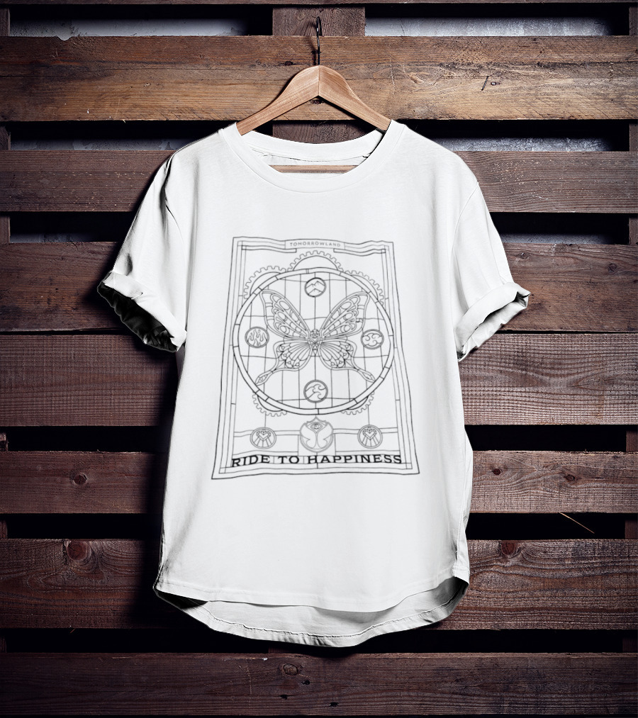Tomorrowland Ride To Happiness Butterfly Stained Glass T-Shirt