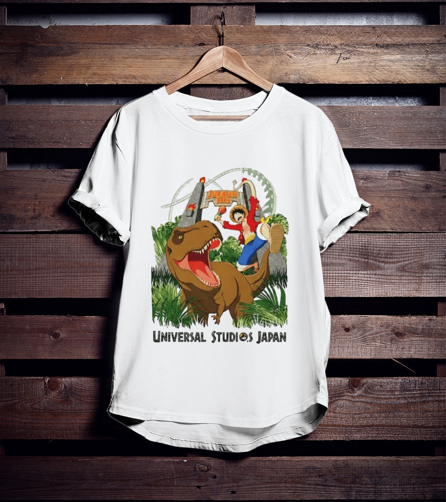 Universal Studios Japan One Piece Jurassic Park Luffy Riding Rex T-Shirt