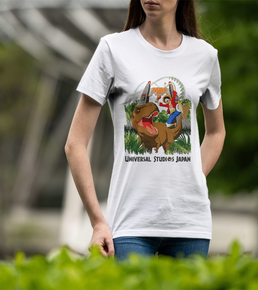Universal Studios Japan One Piece Jurassic Park Luffy Riding Rex T-Shirt