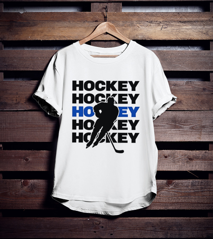 Hockey Player Action Stance Repeated T-Shirt