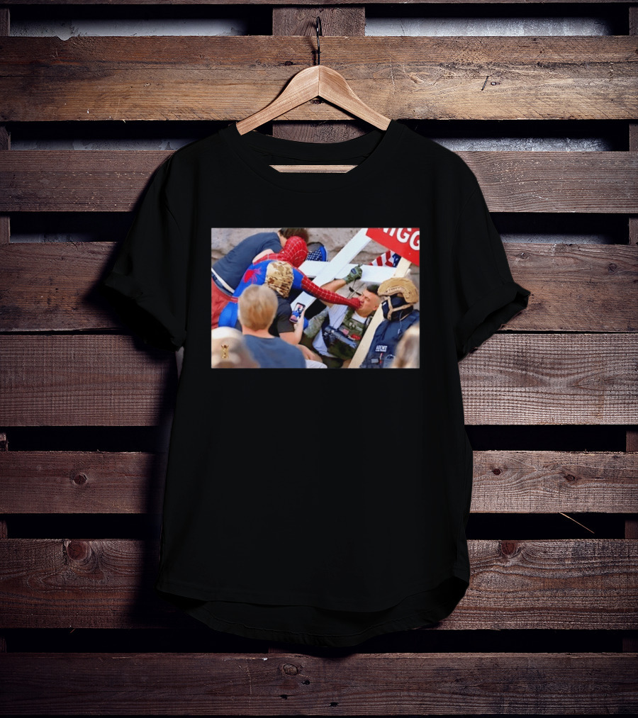 Spider Man Confrontation With Agent Superhero T-Shirt