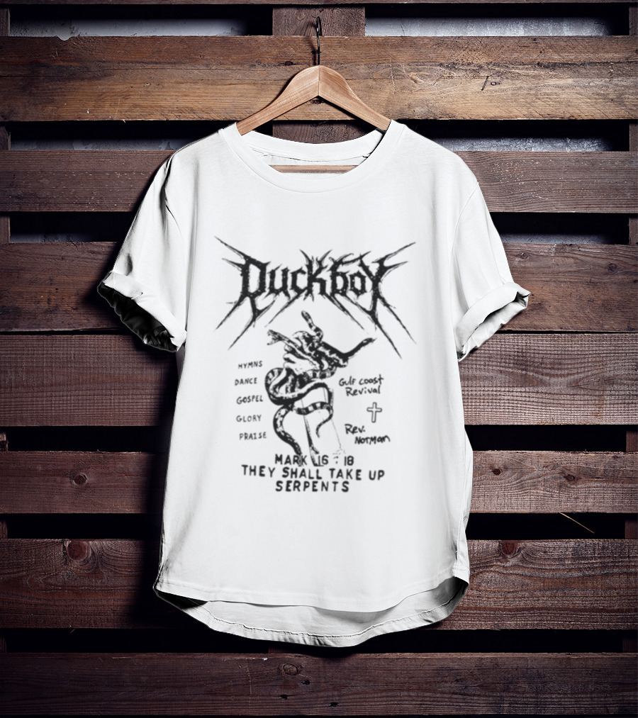 G59 Records Store Duckboy Luke 10 19 They Shall Take Up Serpents T-Shirt