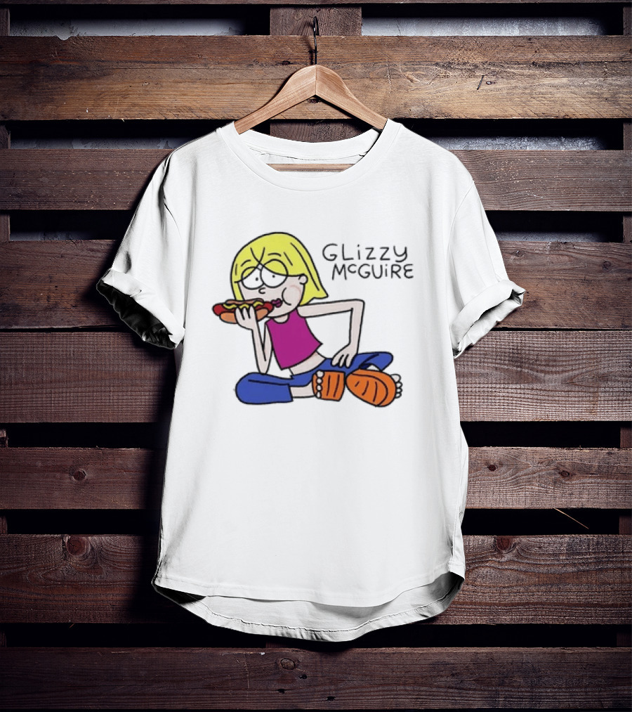 Glizzy McGuire Cartoon Character Eating Hot Dog T-Shirt