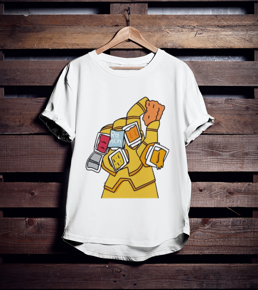 Infinity Gauntlet With Chicken Nugget And Sauce Containers Meme T-Shirt