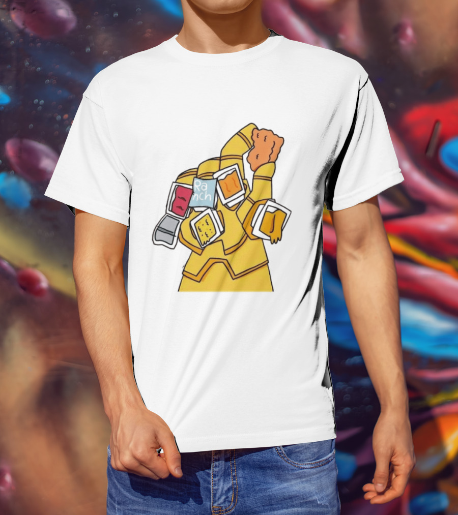 Infinity Gauntlet With Chicken Nugget And Sauce Containers Meme T-Shirt