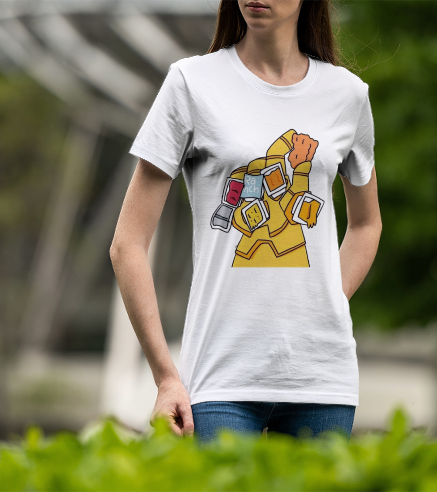 Infinity Gauntlet With Chicken Nugget And Sauce Containers Meme T-Shirt