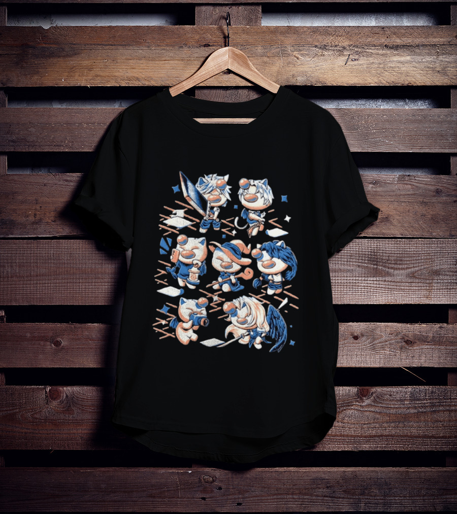 Final Fantasy VII Moogle Characters Cloud Tifa Aerith Sephiroth Cast T-Shirt