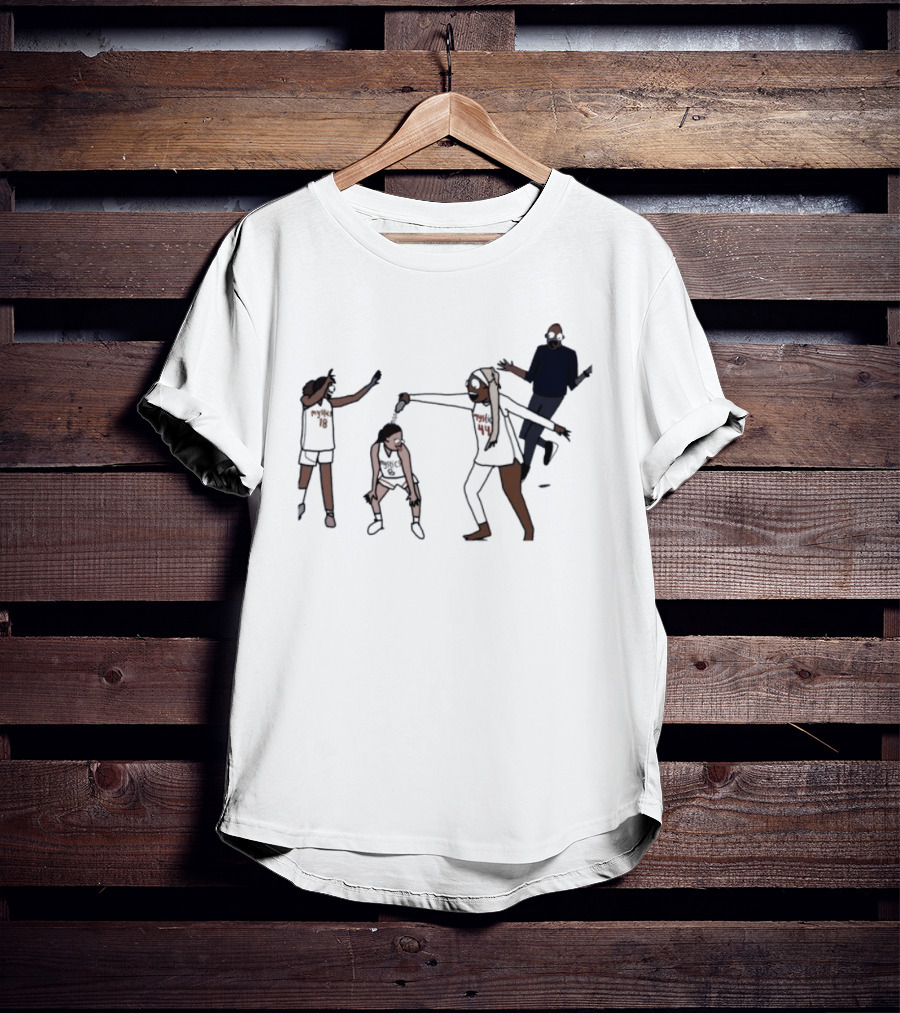 Washington Mystics Locker Room Champion Celebration Scene Animated Players T-Shirt