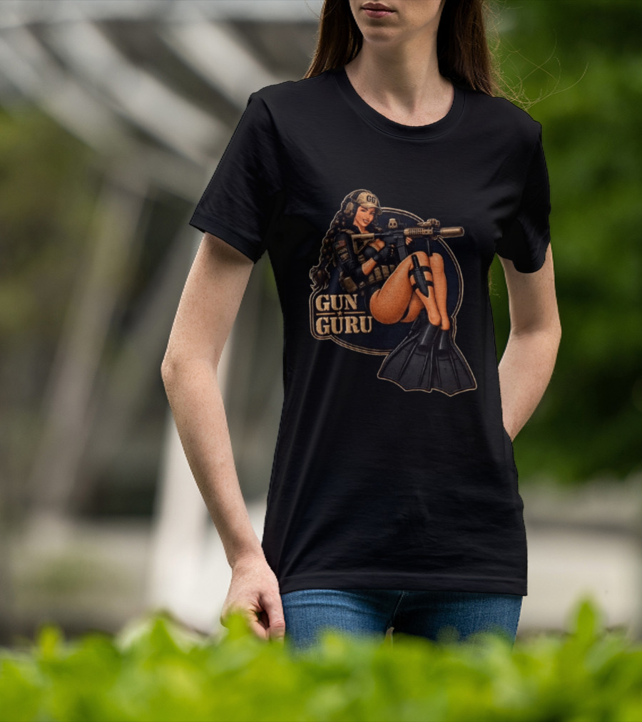 Trained Equipped Gun Guru Pinup Always Ready To Get A Little Wet T-Shirt