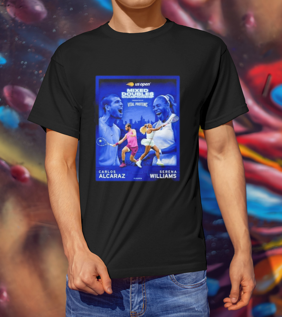 US Open Mixed Doubles Championship Carlos Alcaraz Serena Williams Vital Proteins T-Shirt