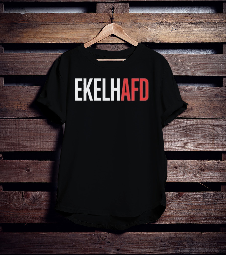 EKELHAFD Anti Far Right Statement Text Red White Contrast T-Shirt