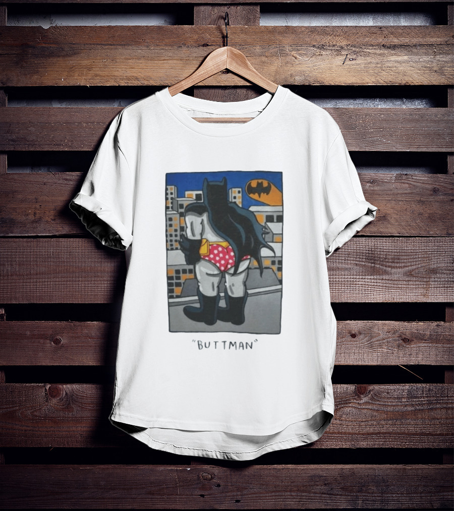 Buttman Batman Superhero Comedy Humor Retro Pop T-Shirt
